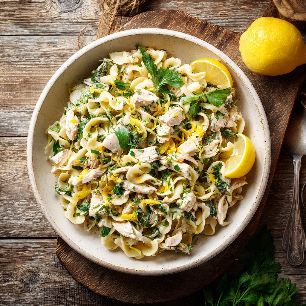 Lemon Garlic Chicken Pasta Salad