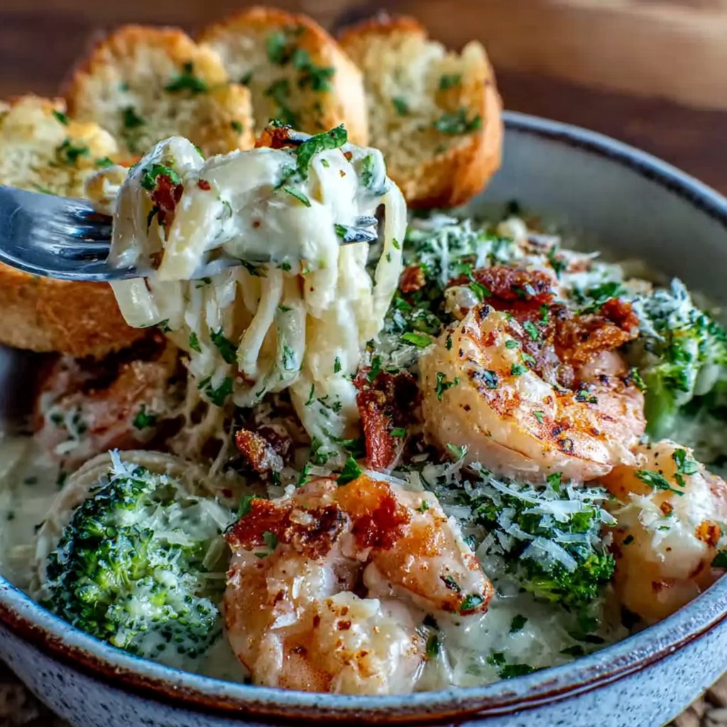 Shrimp Broccoli Alfredo Bowl